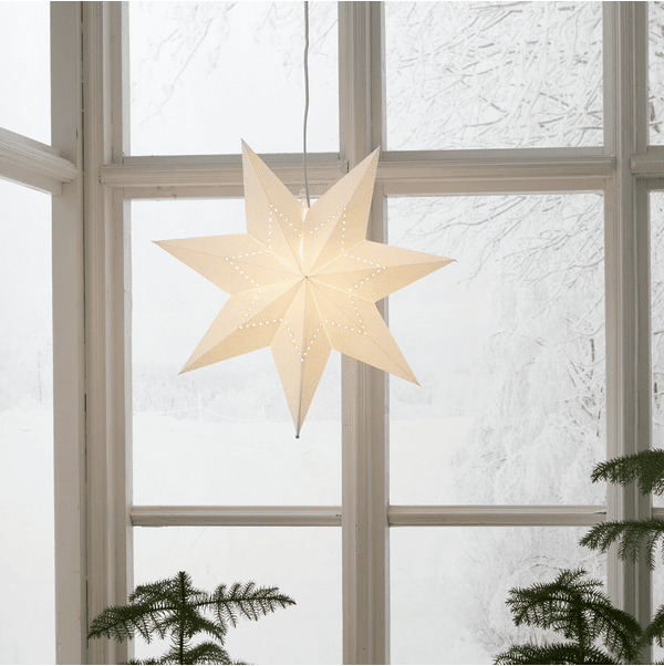 Lysa Ø43 Blanco De Star Trading - Estrella de papel blanca con dise&ntilde;o de cuentas en forma de estrella.