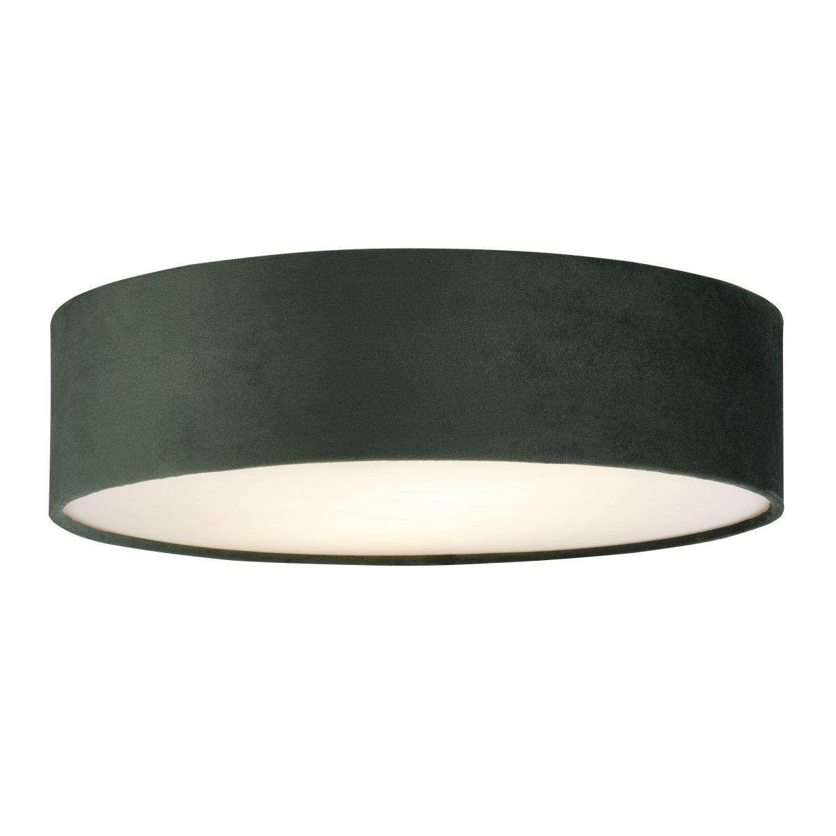 Drum Ø38 Verde plafón De Searchlight - Con dos fuentes de luz y un difusor de ópalo dentro de la lujosa pantalla de terciopelo, crea un brillo cálido en cualquier habitación.