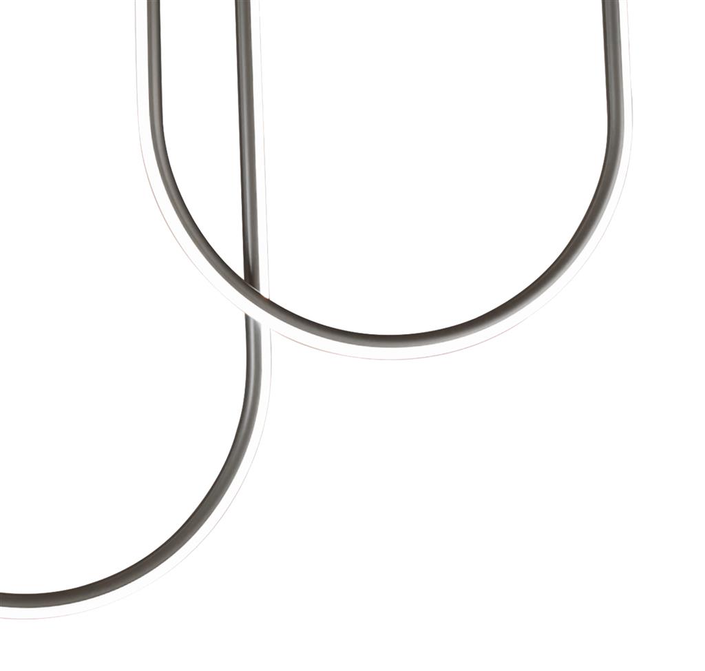 Chime 110cm Negro plafón De Searchlight - Chime es una lámpara de techo que, con su moderna forma curva y su acabado en negro mate, se convierte en el centro de todas las miradas en cualquier estancia.