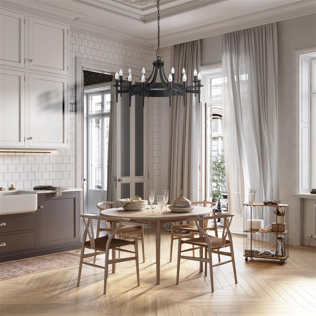 Cartwheel II Ø105 Negro Lámpas de techo De Searchlight - Gracias al ajuste de altura, la l&aacute;mpara se adapta f&aacute;cilmente a diferentes alturas de techo o se puede usar como decoraci&oacute;n de mesa para crear un ambiente dram&aacute;tico y evocador.