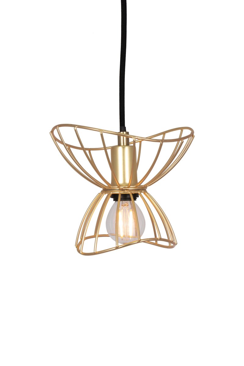 Ray Ø16 Latón cepillado Lámpas de techo De Globen Lighting - La l&aacute;mpara de techo Ray, con su pantalla met&aacute;lica ondulada en negro mate, es una l&aacute;mpara peque&ntilde;a y discreta que, en su simplicidad, luce tan bonita sola en una ventana como en un grupo de varias piezas.
