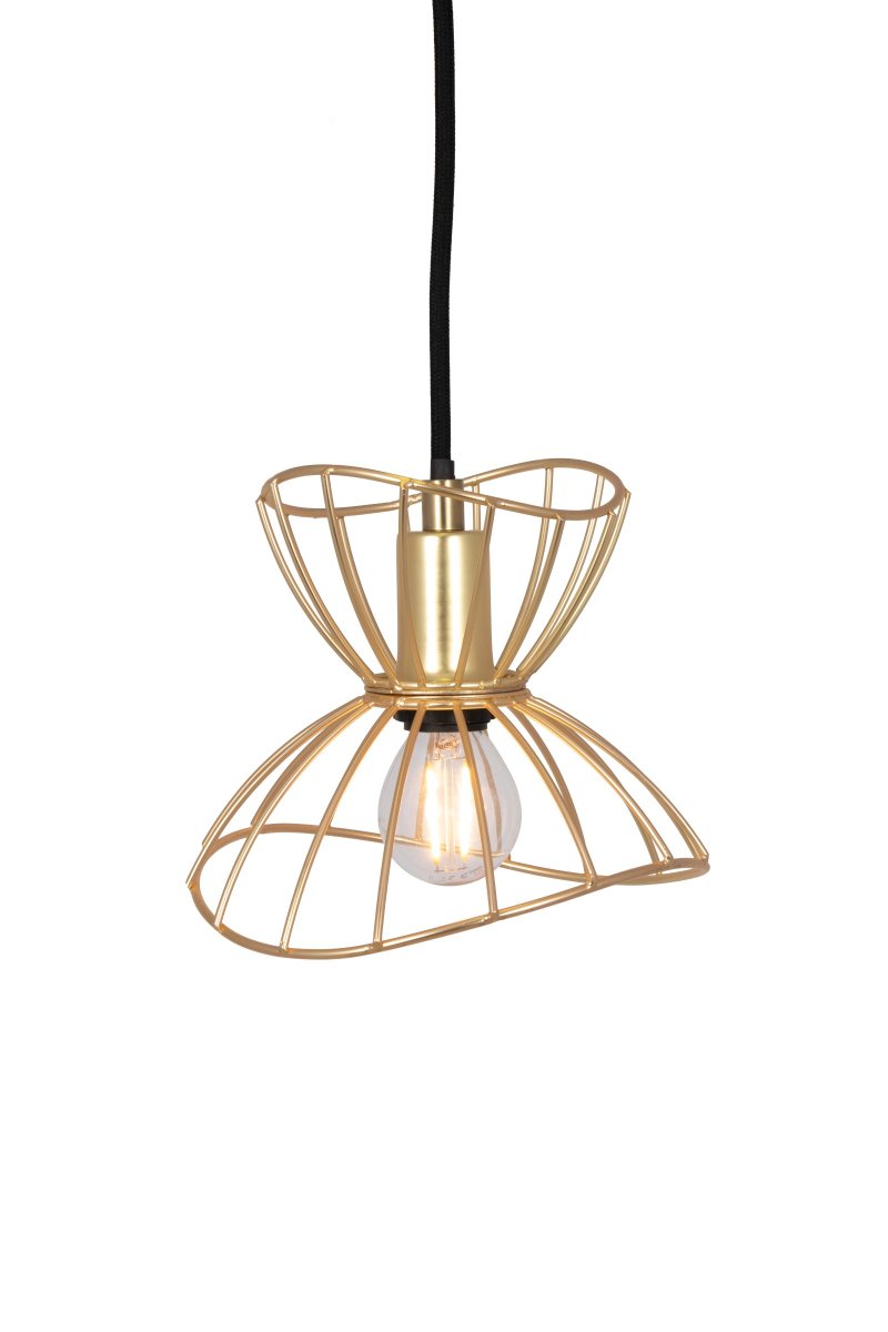 Ray Ø16 Latón cepillado Lámpas de techo De Globen Lighting - La l&aacute;mpara de techo Ray, con su pantalla met&aacute;lica ondulada en negro mate, es una l&aacute;mpara peque&ntilde;a y discreta que, en su simplicidad, luce tan bonita sola en una ventana como en un grupo de varias piezas.