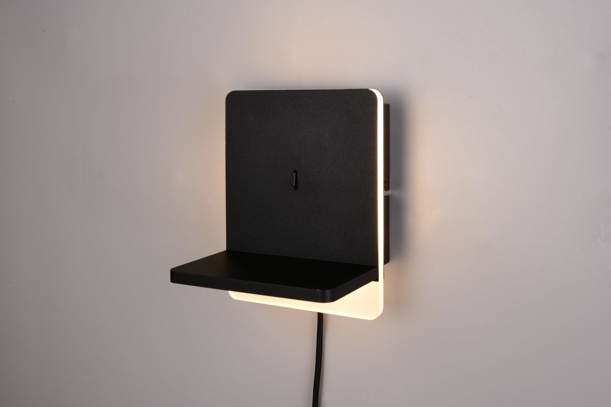 Fairfield 20cm Negro lámpara de pared De Trio Lighting - La funci&oacute;n FLEXconnect permite tanto la instalaci&oacute;n permanente como la instalaci&oacute;n con cable y enchufe de pared.