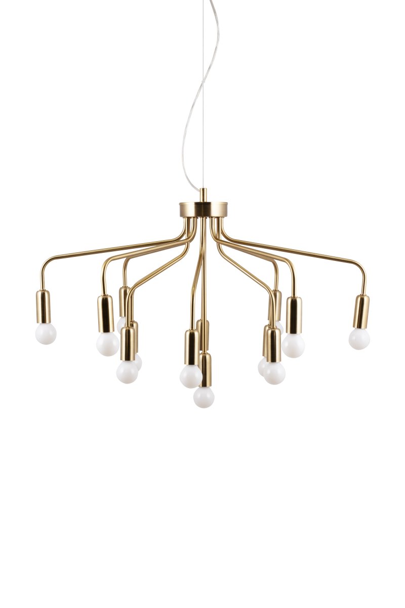 Roots Ø70 Latón cepillado Lámpas de techo De Globen Lighting - Roots &auml;r en elegant och tidl&ouml;s pendel tillverkad av metall med en borstad m&auml;ssingfinish.