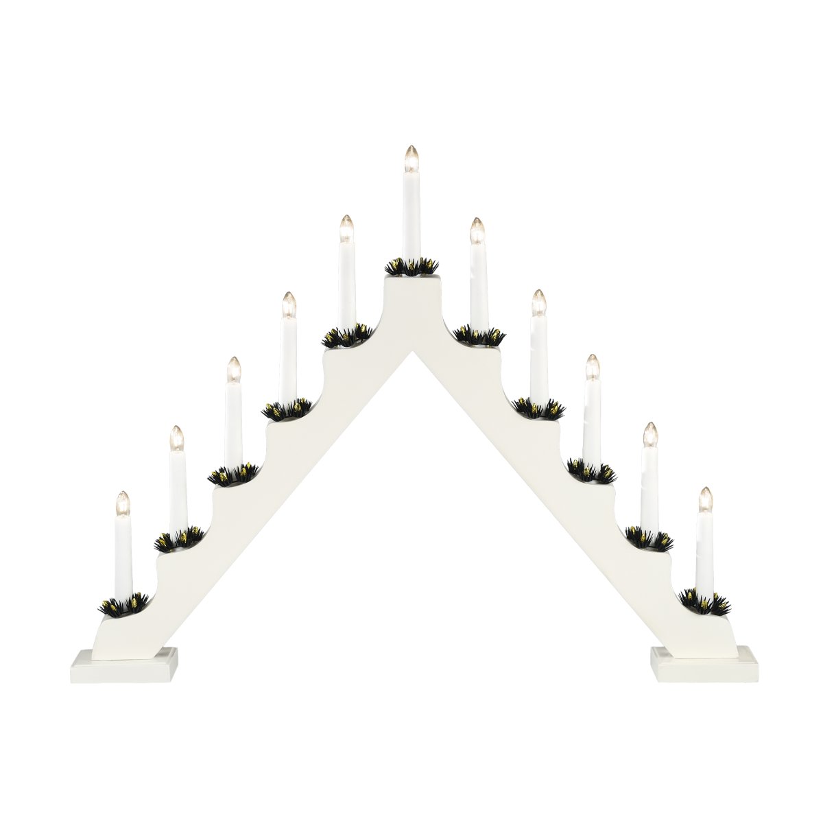 Candelabra 11 Lights Blanco De Konstsmide - Con sus 11 velas en forma trapezoidal cl&aacute;sica y pu&ntilde;os decorativos, crea un ambiente c&aacute;lido y festivo en el hogar.