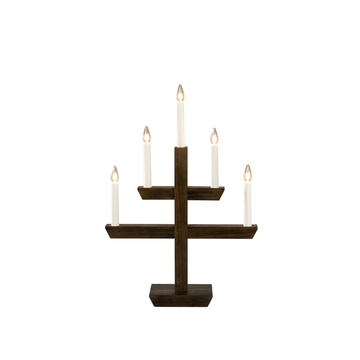 Wooden Candelabra 5 Lights Mancha marrón De Konstsmide - La combinaci&oacute;n del tacto cl&aacute;sico de la madera y su forma moderna lo convierten en un elegante complemento para cualquier hogar.