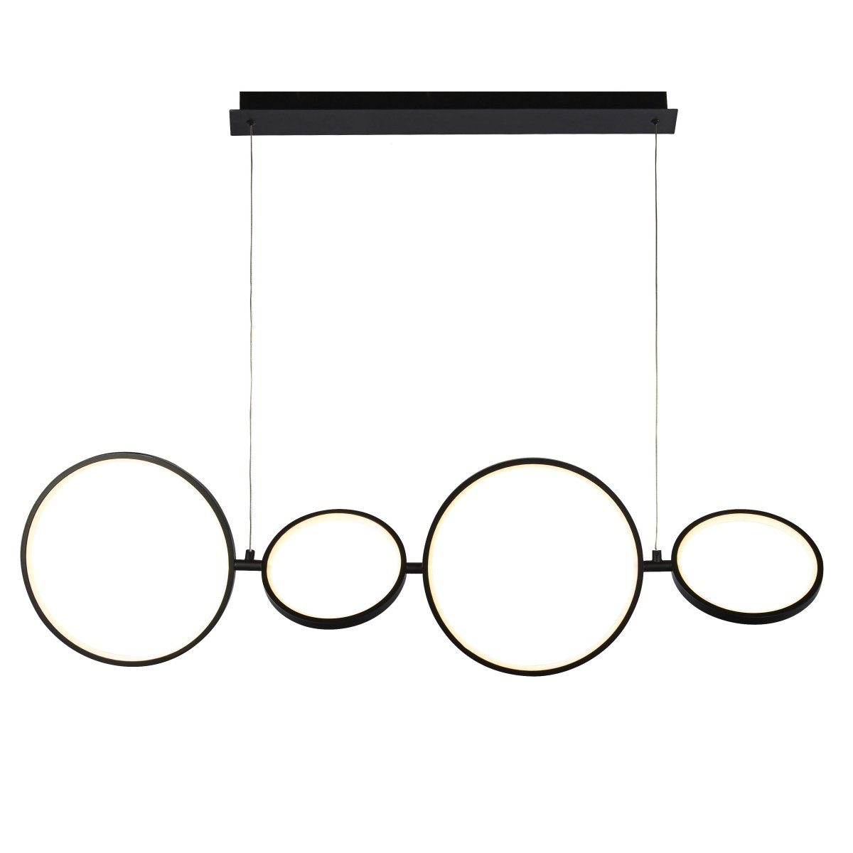 Cirque 110cm Negro Lámpas de techo De Searchlight - La longitud de suspensión ajustable durante la instalación y la opción de regulador de intensidad lo hacen ideal para colocarlo sobre encimeras de cocina y mesas de comedor.