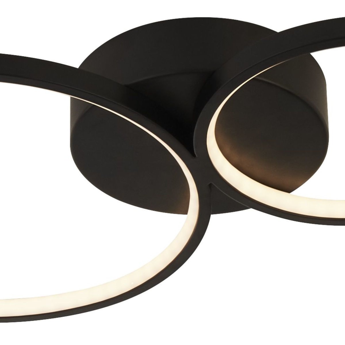 Cirque 98cm Negro plafón De Searchlight - La lámpara de techo Cirque con cuatro anillos de metal en blanco y negro y LED integrado crea un diseño impresionante y moderno.