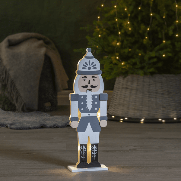 Nutcracker 52cm Gris De Star Trading - Decora tu escritorio o estanter&iacute;a con este cascanueces durante Navidad y Adviento.