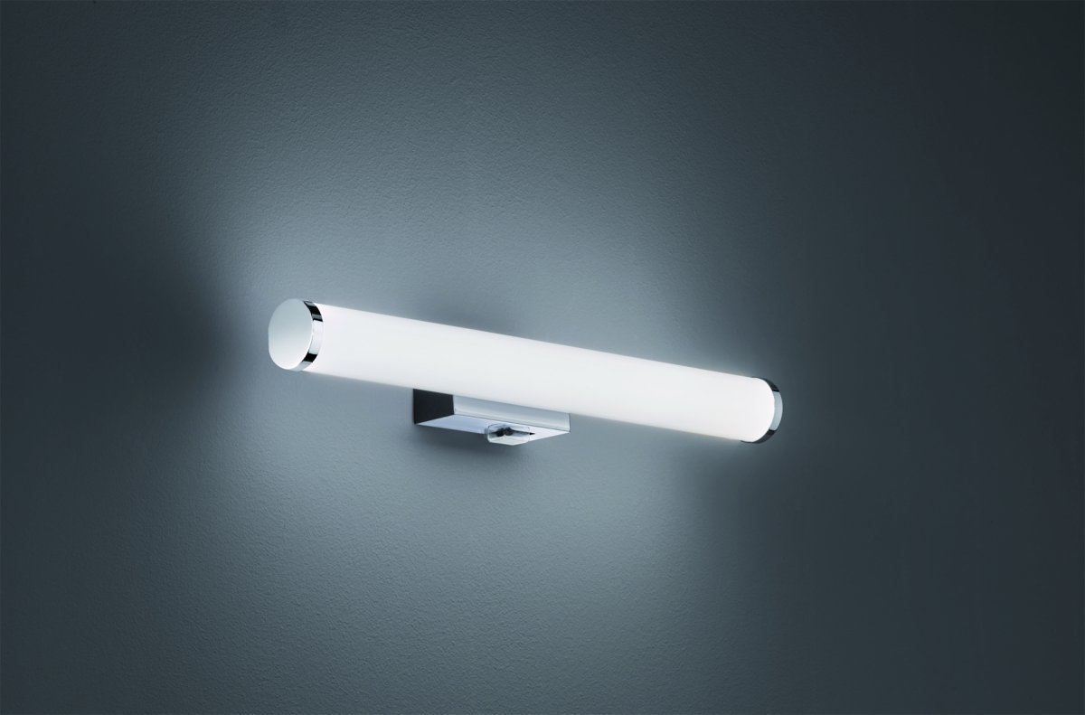 Mattimo 40cm Cromo lámpara de baño De Trio Lighting - Combina cromo y pl&aacute;stico blanco para una apariencia armoniosa y se puede controlar con un interruptor de pared o con el interruptor de alimentaci&oacute;n integrado.