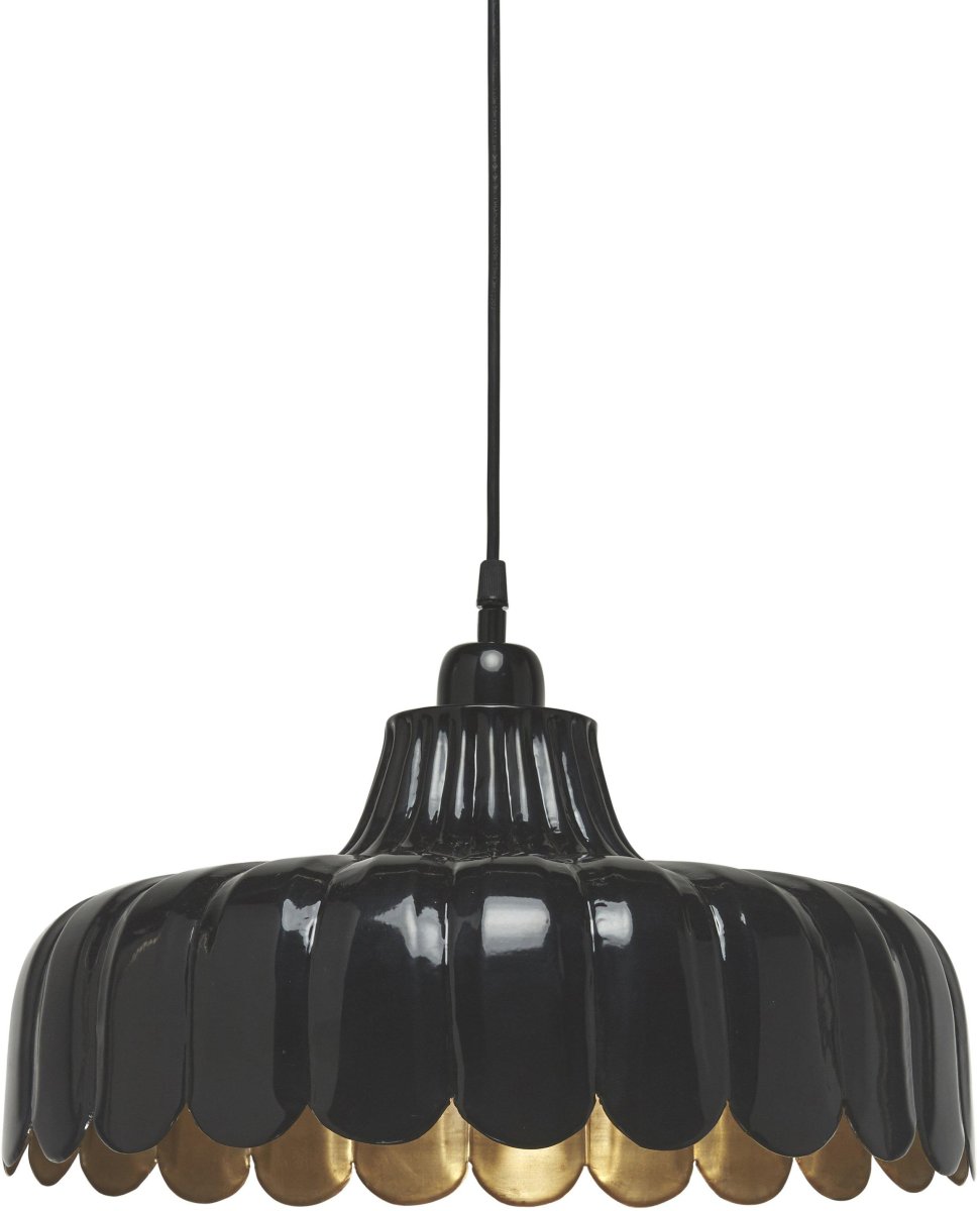 Wells Ø45 Negro Lámpas de techo De PR Home - Cable de pl&aacute;stico negro de 1,6 m de longitud con cazoleta de techo para suspensi&oacute;n con gancho del mismo color que la l&aacute;mpara.