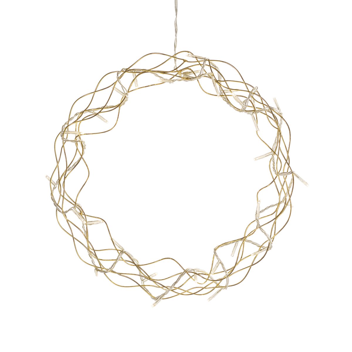 Corona LED Ø30 Oro De Konstsmide - Con un di&aacute;metro de 30 cm, la guirnalda es una hermosa decoraci&oacute;n para colgar en una ventana o pared, aportando calidez adicional durante los meses m&aacute;s oscuros del a&ntilde;o.