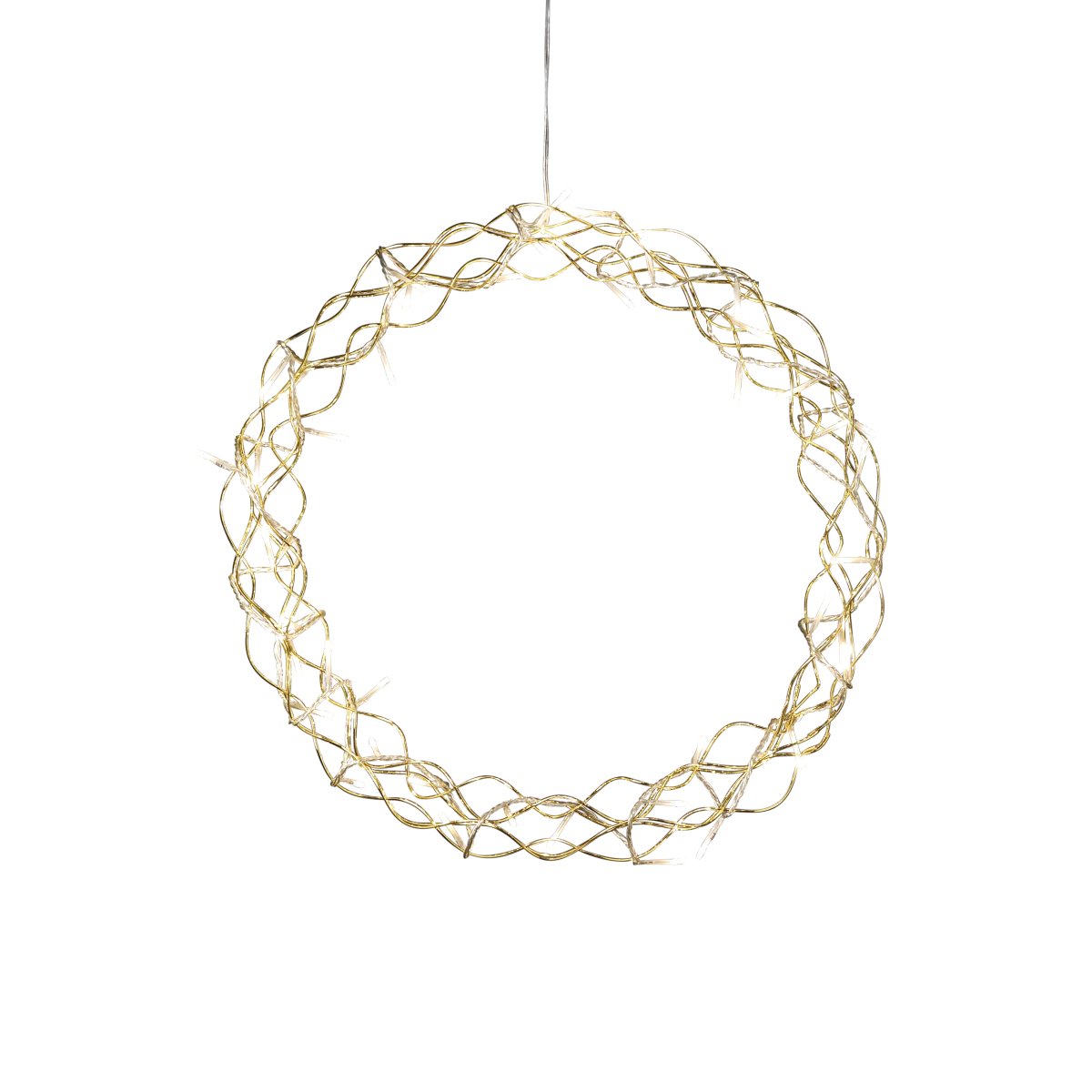 Corona LED Ø45 Oro De Konstsmide - Con un di&aacute;metro de 45 cm, la guirnalda es una hermosa decoraci&oacute;n para colgar en una ventana o pared, aportando calidez adicional durante los meses m&aacute;s oscuros del a&ntilde;o.