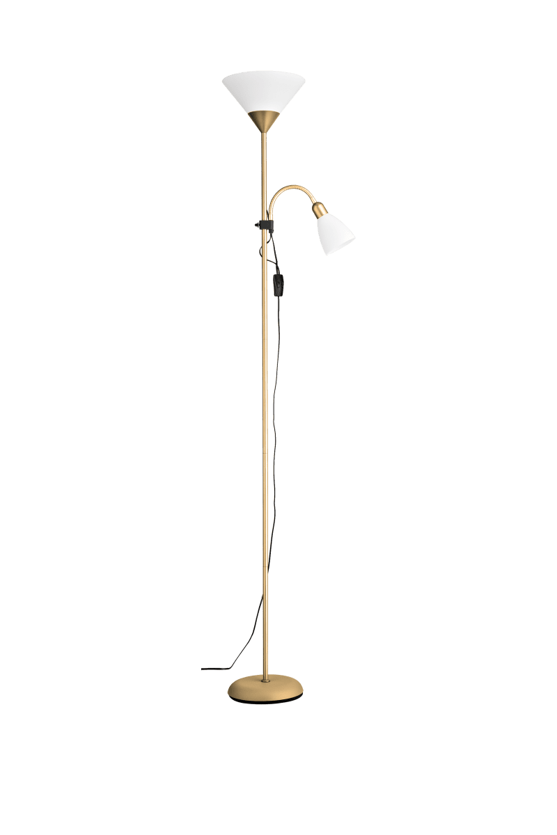 Vigo Latón lámpara de pie De Aneta Lighting - La l&aacute;mpara de pie Vigo combina iluminaci&oacute;n indirecta y luz de lectura de forma pr&aacute;ctica y elegante.