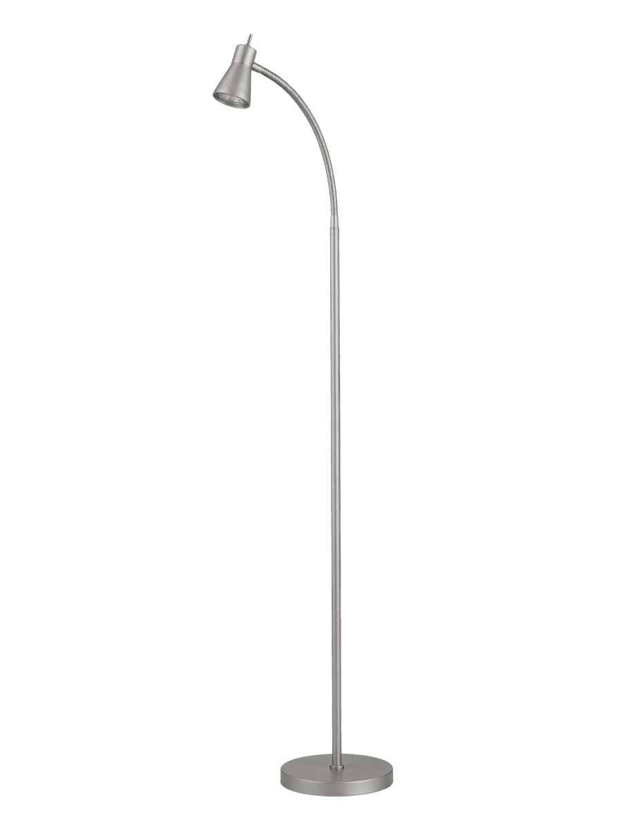 Imagen ampliada de Boden Plata lámpara de pie De Aneta Lighting - La lámpara de pie Boden destaca por su diseño elegante y funcional, y es perfecta como lámpara de lectura junto al sofá o tu sillón favorito.