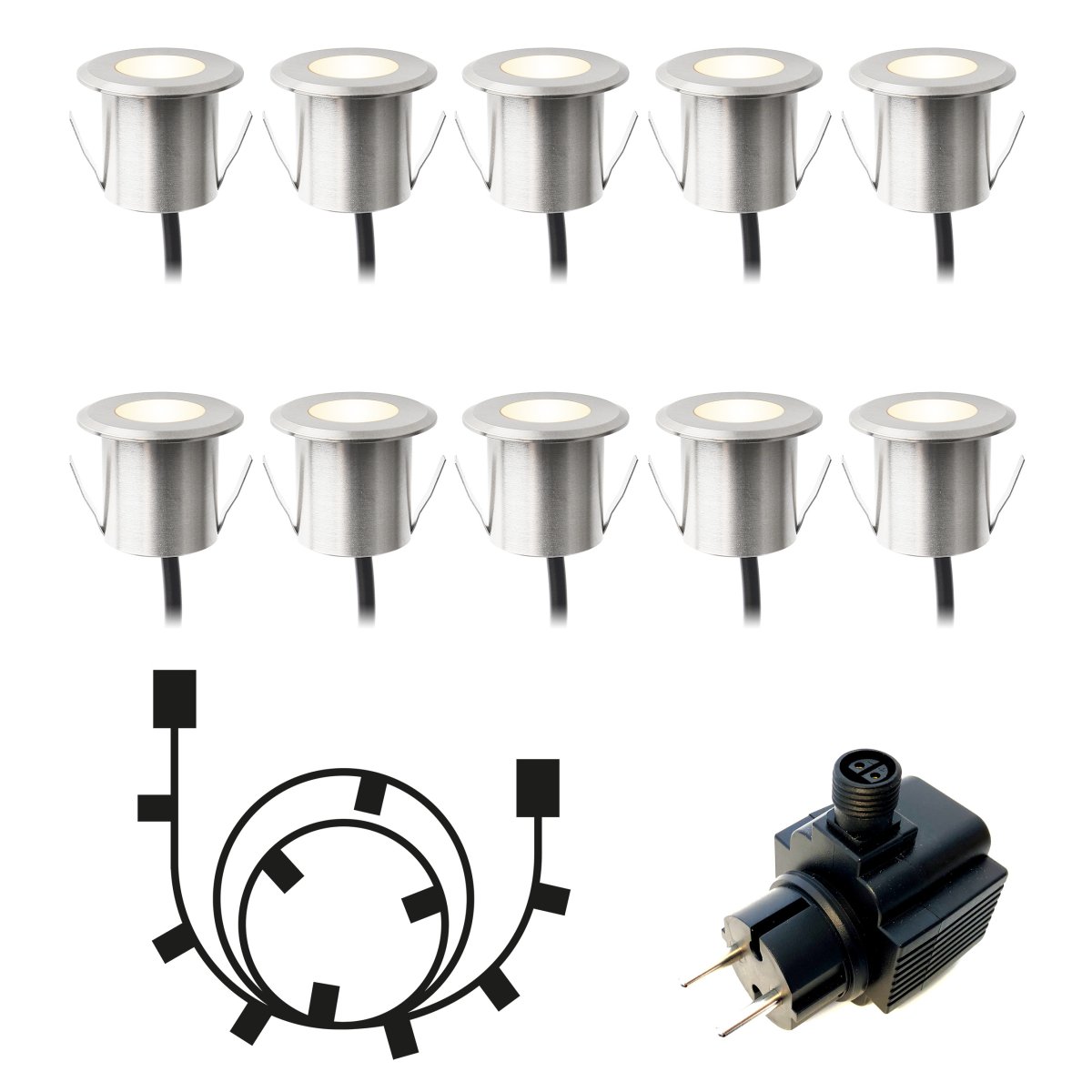 Dexter 10 Plata De Lightson - Dexter es una elegante y peque&ntilde;a luminaria de cubierta fabricada en aluminio para su instalaci&oacute;n en cubiertas de madera o pavimentos de piedra.