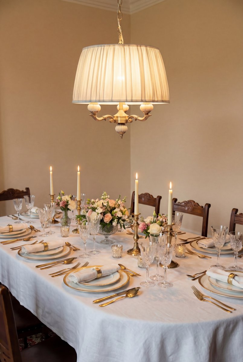 Toulouse Ø45 Oro Lámpas de techo De Aneta Lighting - La estructura met&aacute;lica, con un sofisticado acabado dorado, armoniza a la perfecci&oacute;n con la pantalla de tela blanca natural, creando un ambiente c&aacute;lido y atemporal.