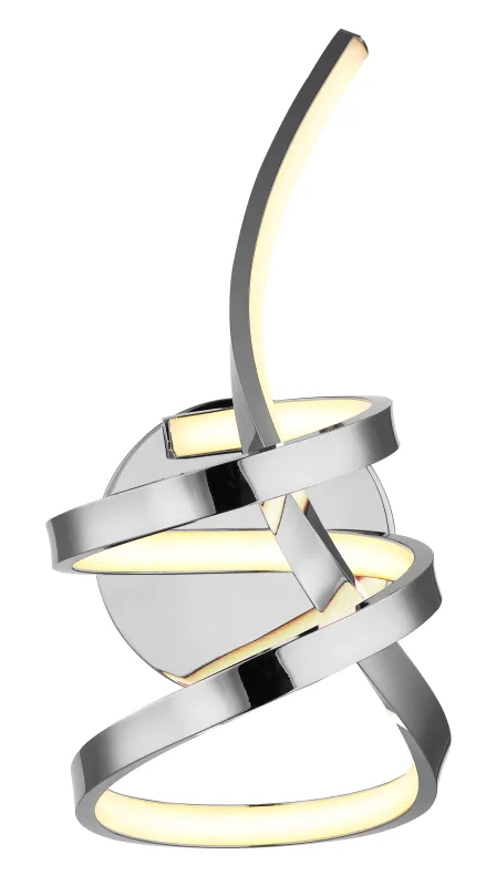 Iduna Ø35 Cromo lámpara de pared De Globo Lighting - Iduna &auml;r en v&auml;gglampa som imponerar med sin unika design, d&auml;r den eleganta b&ouml;jda formen och den stilfulla knuten i mitten skapar en modern estetik.