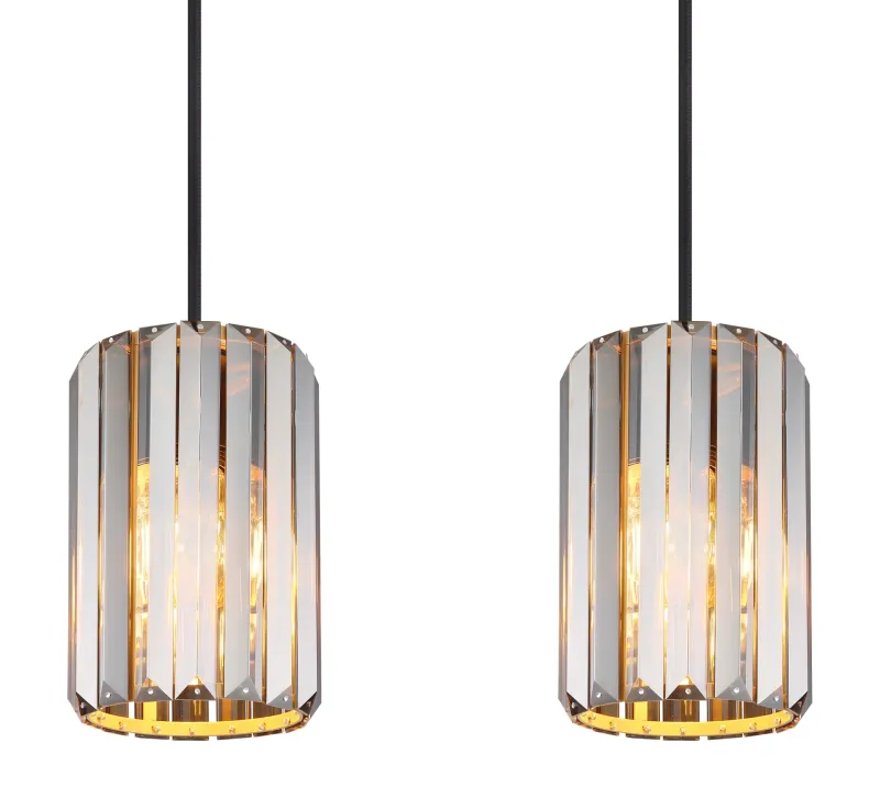 Run 88cm Color humo Lámpas de techo De Globo Lighting - Kombinationen av metall i tr&auml;utseende och de fyra sk&auml;rmarna med r&ouml;kf&auml;rgade K5-kristaller ger en harmonisk ljusspridning och en sofistikerad k&auml;nsla.