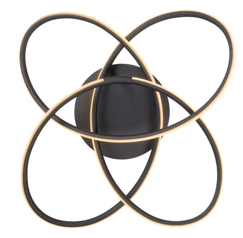 Panda Ø60 Negro plafón De Globo Lighting - Den har en fast installerad LED-panel som avger ett varmvit ljus och skapar en behaglig och inbjudande atmosf&auml;r i rummet.