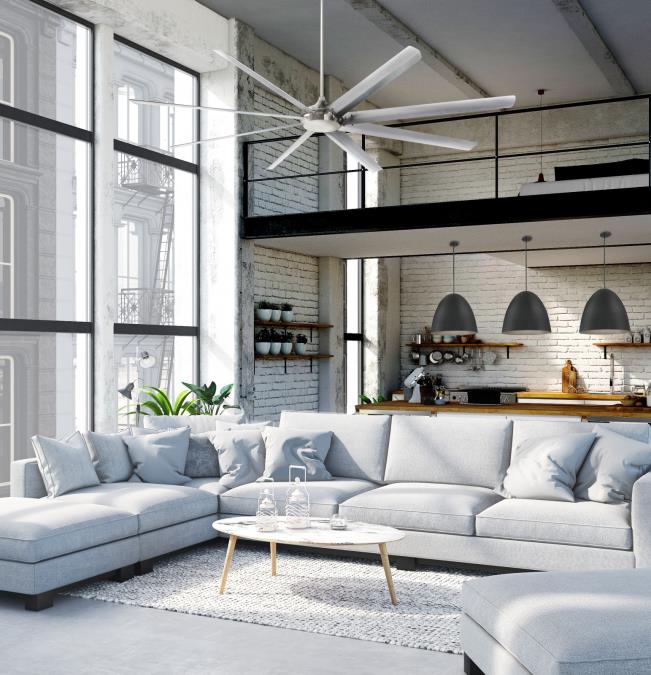 Widespan Ø254 Níquel cepillado De Westinghouse - El ventilador de techo Widespan con un diámetro de 254 cm y un motor de CC está diseñado para la circulación efectiva de grandes volúmenes de aire en espacios comerciales y residenciales más grandes.