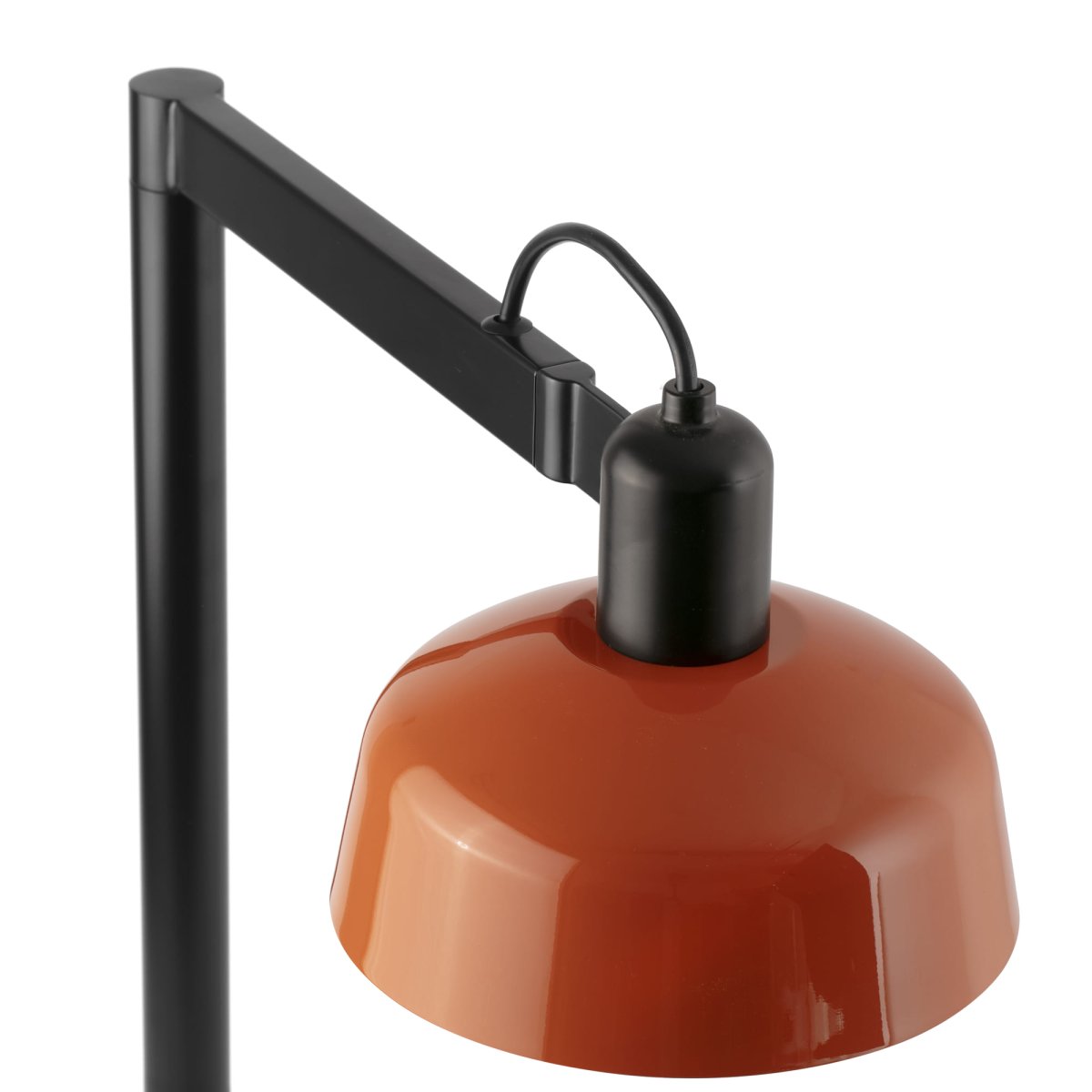 Tatawin 58cm Rojo anaranjado lámpara de escritorio De Faro Barcelona - Tatawin es una lámpara de mesa con estructura negra y pantalla metálica rojiza que proporciona una luz direccional y focalizada.
