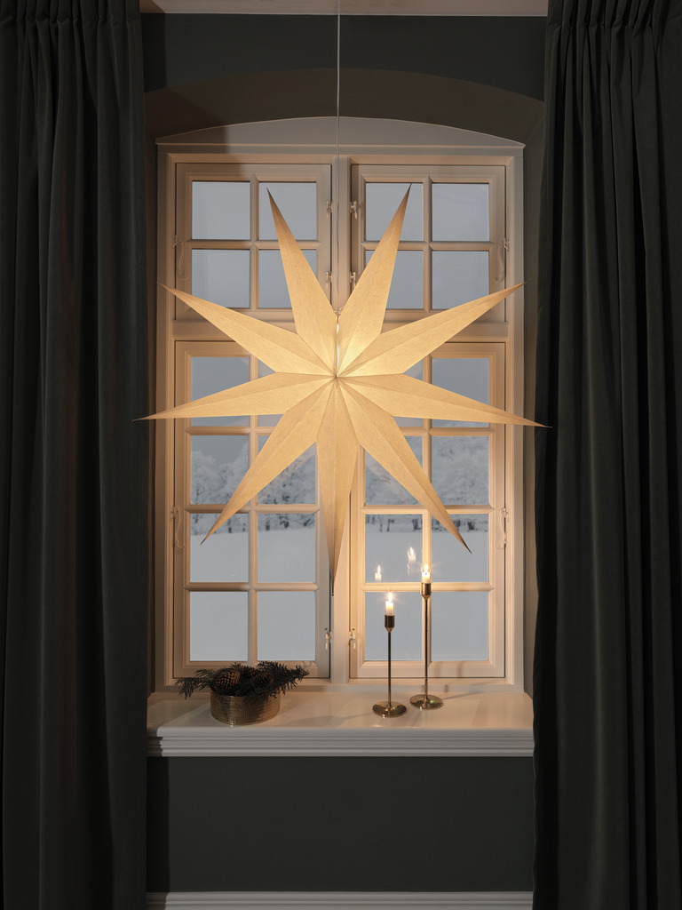 Estrella De Papel Ø115 Beige De Konstsmide - Ilumina la oscuridad de diciembre con esta cl&aacute;sica estrella de papel en tono beige.