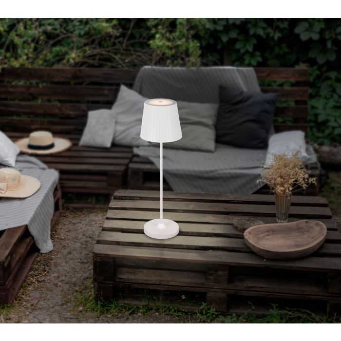 Cabozo 37cm Blanco portátil De Eglo - La lámpara dispone de un regulador táctil para controlar fácilmente la luz y está protegida contra salpicaduras de agua con clase de protección IP44.