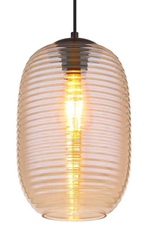 Jefrey Ø20 Ámbar Lámpas de techo De Globo Lighting - Denna eleganta taklampa &auml;r utrustad med en rund glaskupa i varm b&auml;rnstensf&auml;rg.