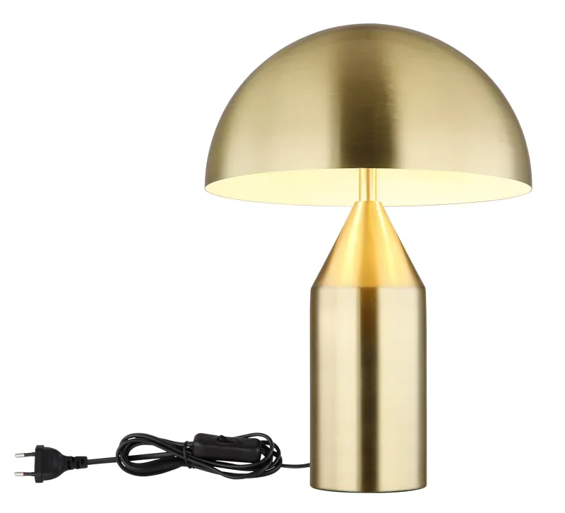 Atoma 40cm Latón lámpara de mesa De Globo Lighting - Sk&auml;rmen i matt m&auml;ssing och vitt skapar en harmonisk kontrast och ger en behaglig ljusspridning.