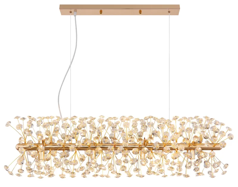 Katrina 90cm Oro cristal De Globo Lighting - Katrina es una elegante lámpara de araña rectangular de cristal, hecha de metal dorado con brillantes cristales K9, que añade un toque sofisticado y lujoso a su hogar.