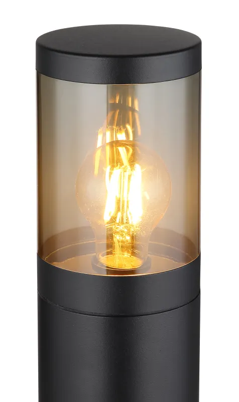 Xeloo 50cm Negro balizas De Globo Lighting - Tillverkad i rostfritt st&aring;l med en r&ouml;kf&auml;rgad plastsk&auml;rm ger den ett mjukt och behagligt ljus.