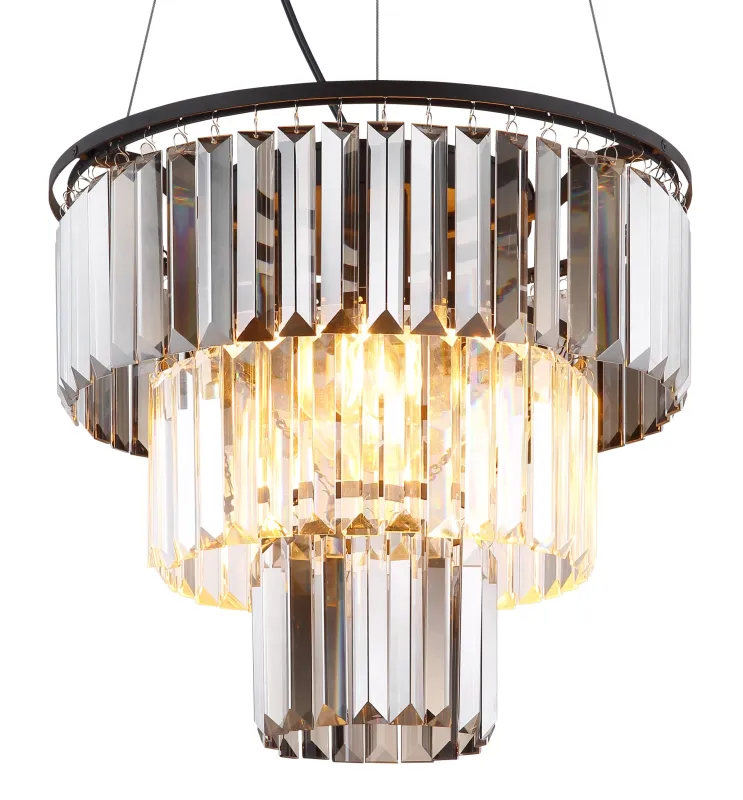 Naxis Ø40 Color humo Lámpas de techo De Globo Lighting - Naxis &auml;r en vacker takpendel tillverkad av mattsvart metall och &auml;r smyckad med kristaller i r&ouml;kf&auml;rgat och klart glas.