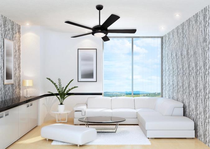 Comet Ø132 Negro De Westinghouse - El ventilador de techo Comet es un modelo clásico de cinco palas reversibles en acabado negro mate y plata.