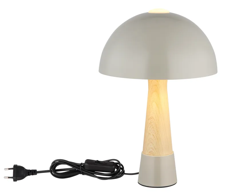 Paulin 36cm Gris lámpara de mesa De Globo Lighting - Den runda kroppen i matt gr&aring; metall med tr&auml;look ger ett stilfullt och naturligt uttryck samtidigt som den &auml;r h&aring;llbar och l&auml;tt att reng&ouml;ra.