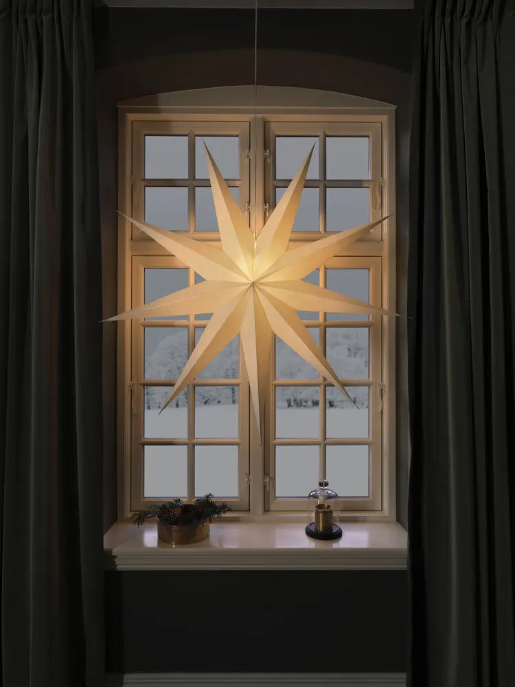 Estrella De Papel Ø115 Blanco De Konstsmide - Se suministra con cable blanco de 5 m, interruptor de alimentaci&oacute;n y enchufe.