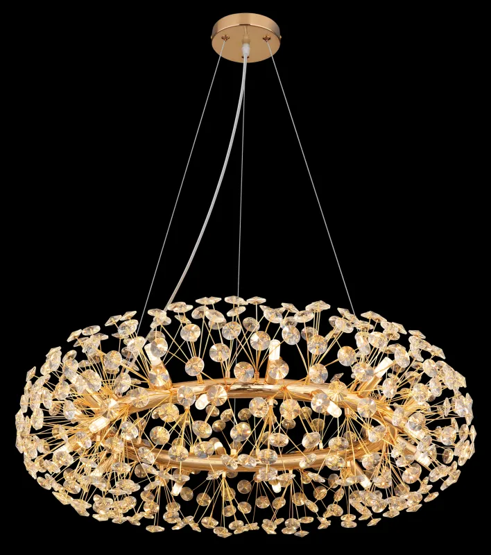 Katrina Ø80 Oro cristal De Globo Lighting - Katrina &auml;r en elegant rund kristallkrona i gyllene metall med gnistrande K9-kristaller som skapar en sofistikerad och lyxig atmosf&auml;r i ditt hem.