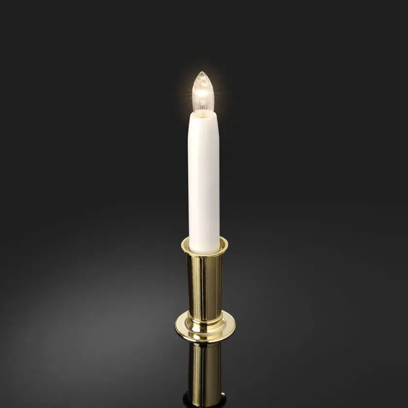 Vela Para Lucía Oro De Konstsmide - Elegante torre de luz con marco de color dorado y luz LED que emite una luz blanca suave y c&aacute;lida.