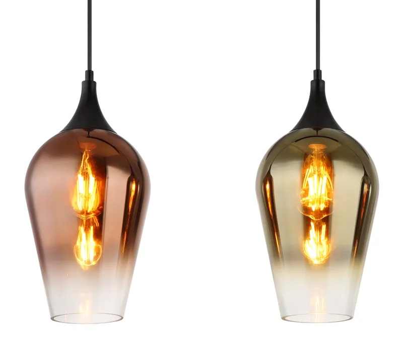 Lavus 83cm Negro Lámpas de techo De Globo Lighting - Lavus &auml;r en elegant taklampa med tre dekorativa glaskupor i koppar-, guld- och kromfinish, vilket ger lampan en modern och stilfull karakt&auml;r.