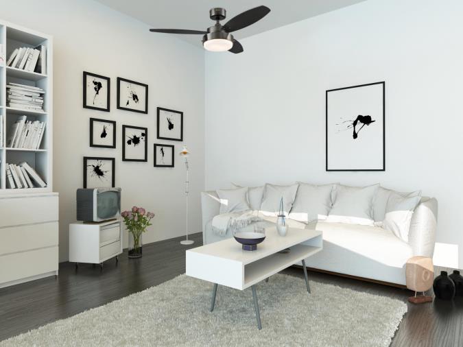 Alloy Ø105 Gris oscuro De Westinghouse - Con tres palas reversibles en negro y grafito y pantalla de cristal opalino esmerilado, se integra perfectamente en interiores modernos.