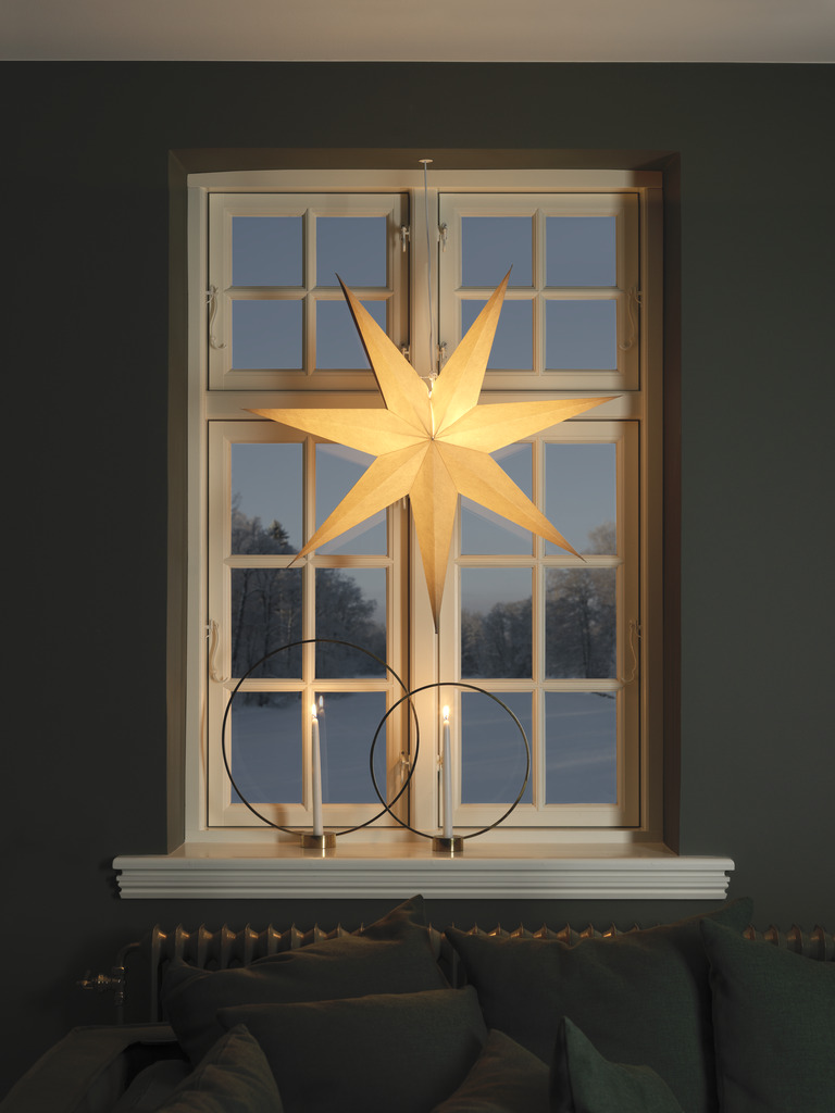 Estrella De Papel Ø78 Beige De Konstsmide - Ilumina la oscuridad de diciembre con esta cl&aacute;sica estrella de papel en tono beige.