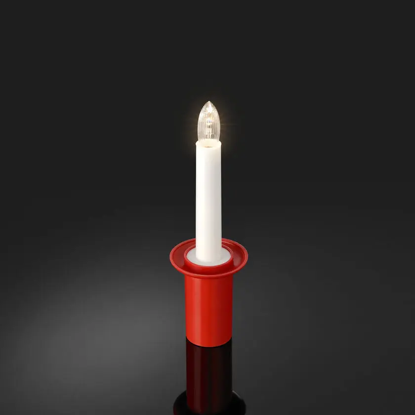 Vela Para Lucía ROJO De Konstsmide - Elegante torre de luz con casquillo rojo y luz LED que emite una luz blanca suave y c&aacute;lida.