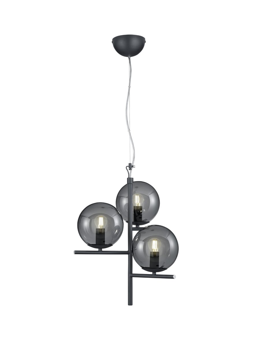 Pure Ø40 Color humo Lámpas de techo De Trio Lighting - La combinación de colores atemporal de negro mate y vidrio ahumado se adapta perfectamente a todos los estilos de vida.