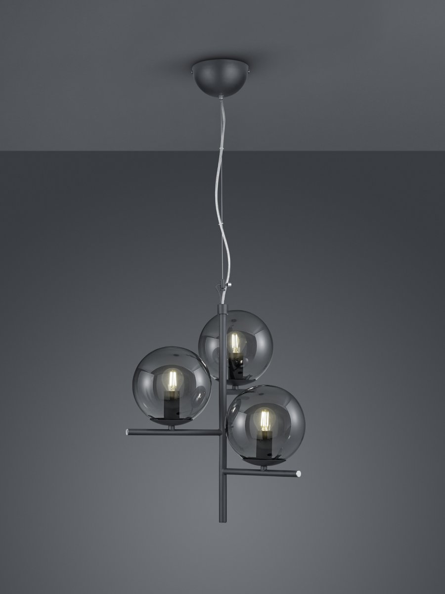 Pure Ø40 Color humo Lámpas de techo De Trio Lighting - La combinación de colores atemporal de negro mate y vidrio ahumado se adapta perfectamente a todos los estilos de vida.