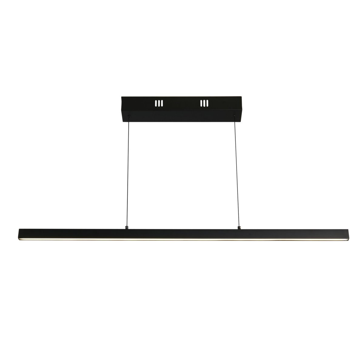 Layla 102cm Negro Lámpas de techo De Searchlight - La lámpara se puede subir y bajar hasta 1900 mm, con un ancho estrecho de 75 mm y una longitud de 1015 mm, lo que la hace ideal para usar encima de una mesa de comedor o de cocina.