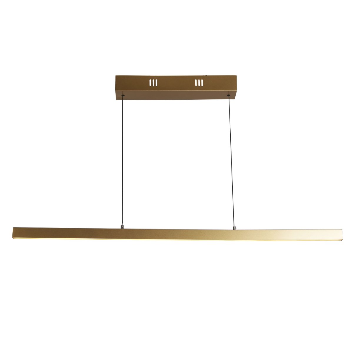 Layla 102cm Oro Lámpas de techo De Searchlight - La lámpara se puede subir y bajar hasta 1900 mm, con un ancho estrecho de 75 mm y una longitud de 1015 mm, lo que la hace ideal para usar encima de una mesa de comedor o de cocina.