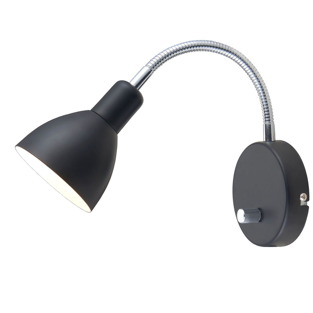 Denver Negro lámpara de lectura De Halo Design - El brazo móvil te da la oportunidad de dirigir la luz exactamente donde quieras y en combinación con la pantalla, que es blanca por dentro, consigues una buena distribución de la luz.