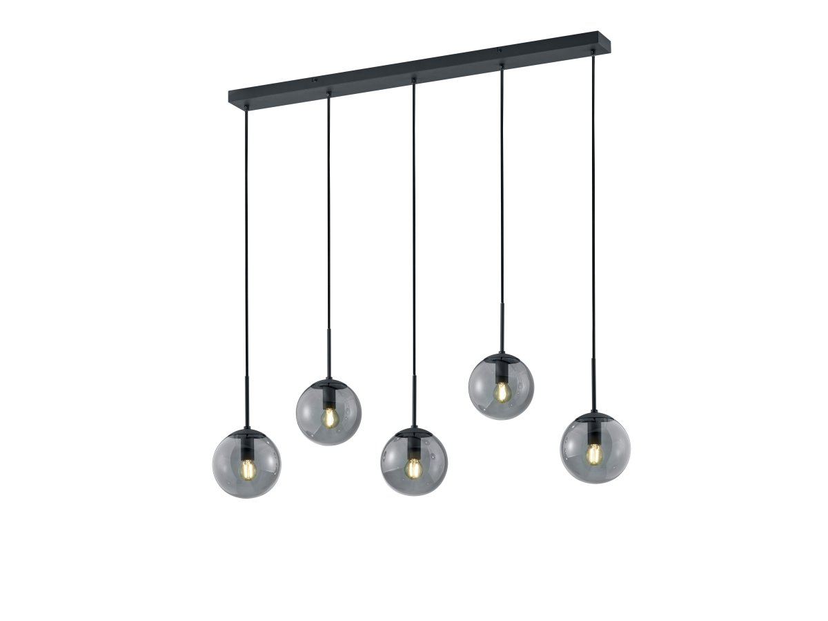 Balini 100cm Antracita Lámpas de techo De Trio Lighting - Gracias al color antracita atemporal y a las pantallas de cristal ahumado, la l&aacute;mpara se puede integrar f&aacute;cilmente en diferentes estilos de interior.