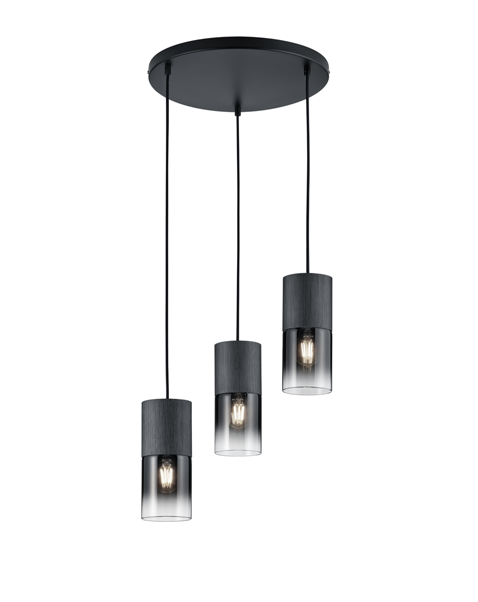 Robin Ø37 Negro Lámpas de techo De Trio Lighting - El color negro mate y el cristal ahumado hacen que sea fácil de combinar con diferentes estilos de interior.