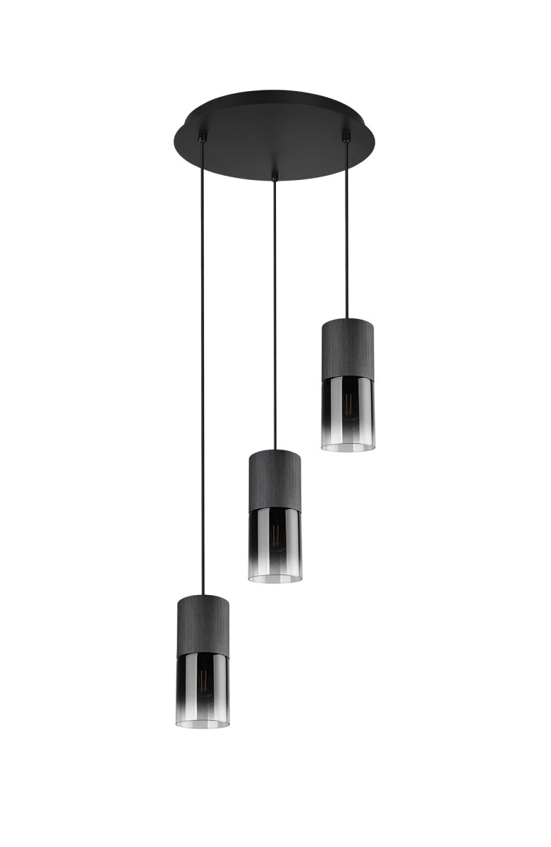 Robin Ø37 Negro Lámpas de techo De Trio Lighting - El color negro mate y el cristal ahumado hacen que sea fácil de combinar con diferentes estilos de interior.